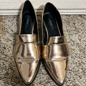 Forever 21 Shiny Gold Loafers